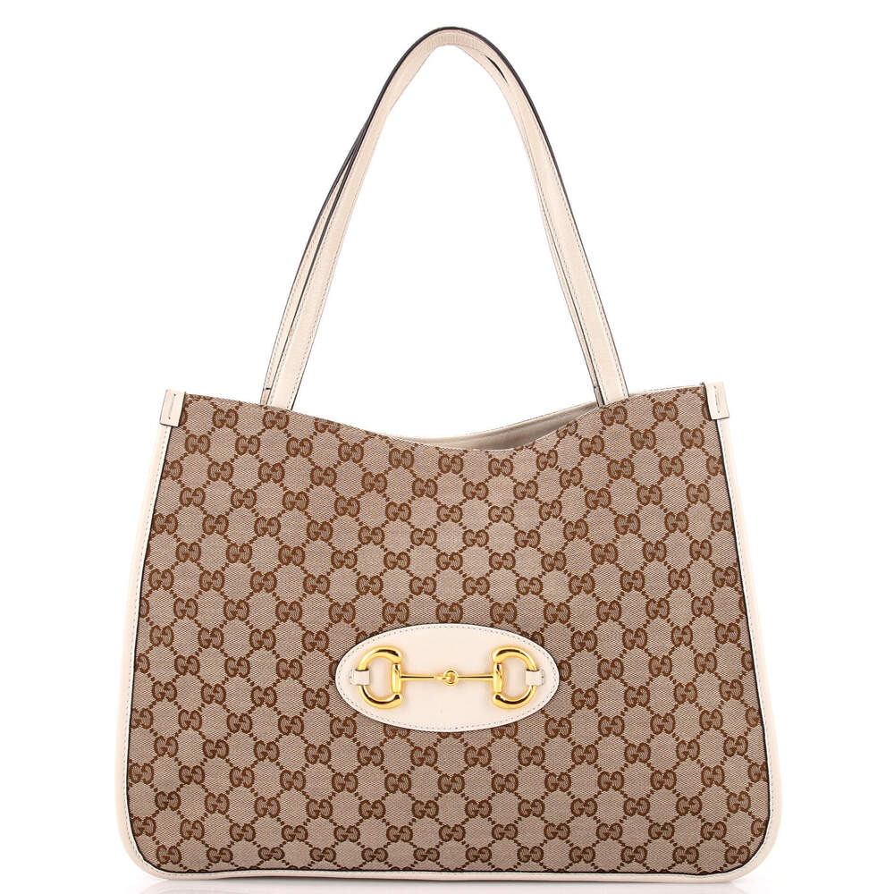 Gucci Medium Horsebit 1955 Tote GG Canvas with Leather